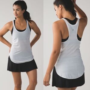 Lululemon What The Sport Singlet White Striped Racerback Tank Top Size 2‎ Yoga